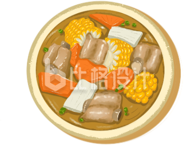 煲汤手绘插画