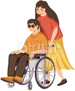 盲人手绘插画