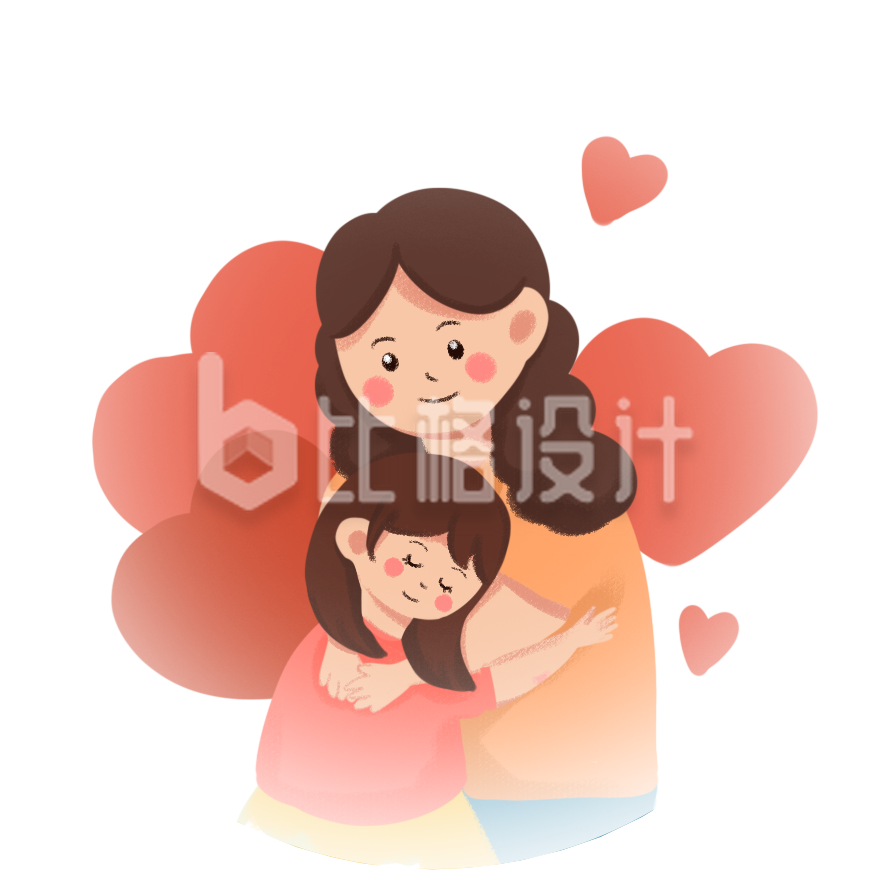 温柔额母亲与孩子手绘
