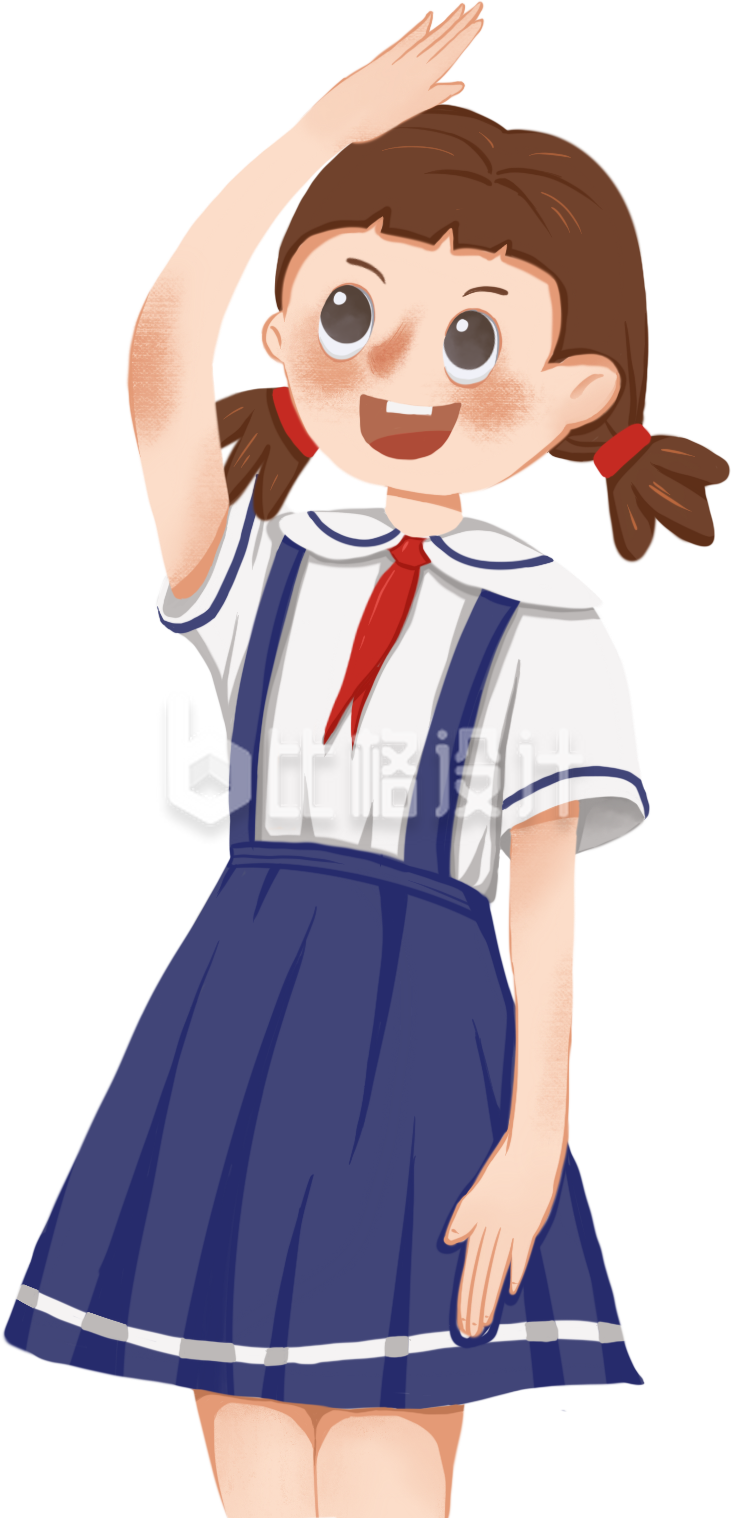 敬礼手绘小女孩