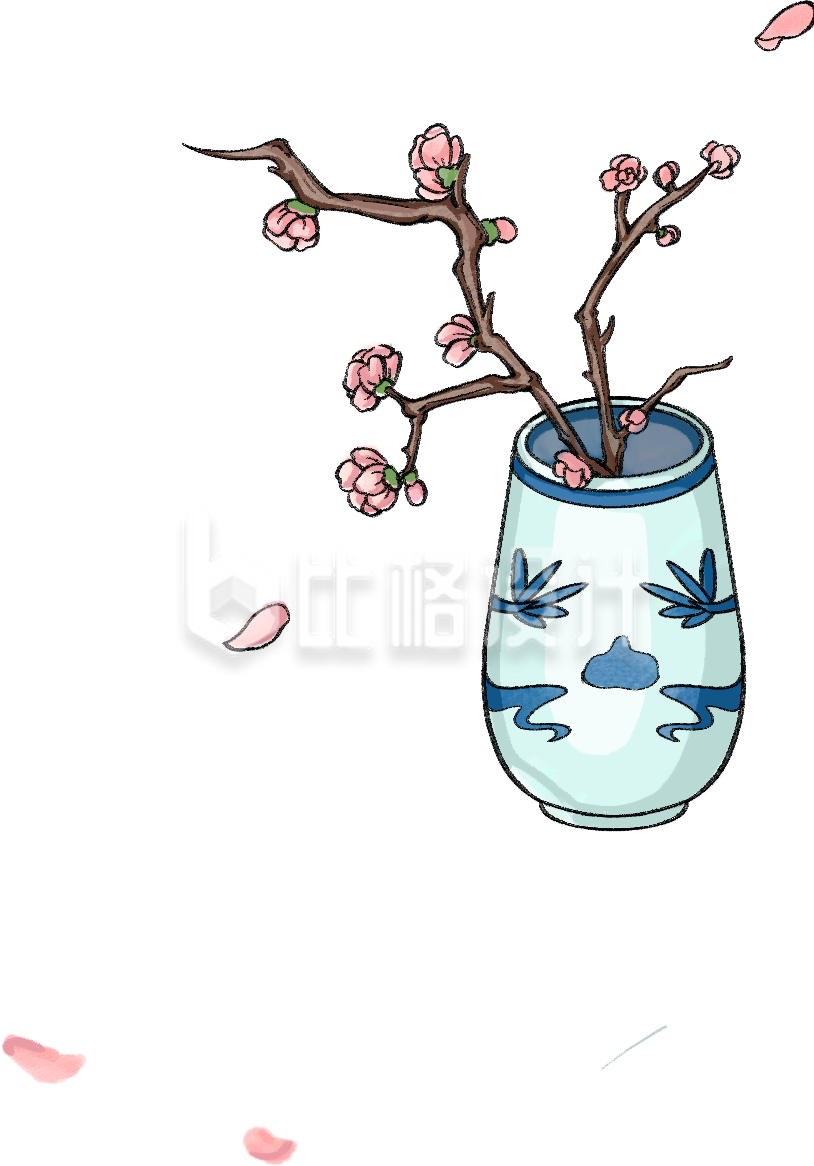 花瓶手绘插画