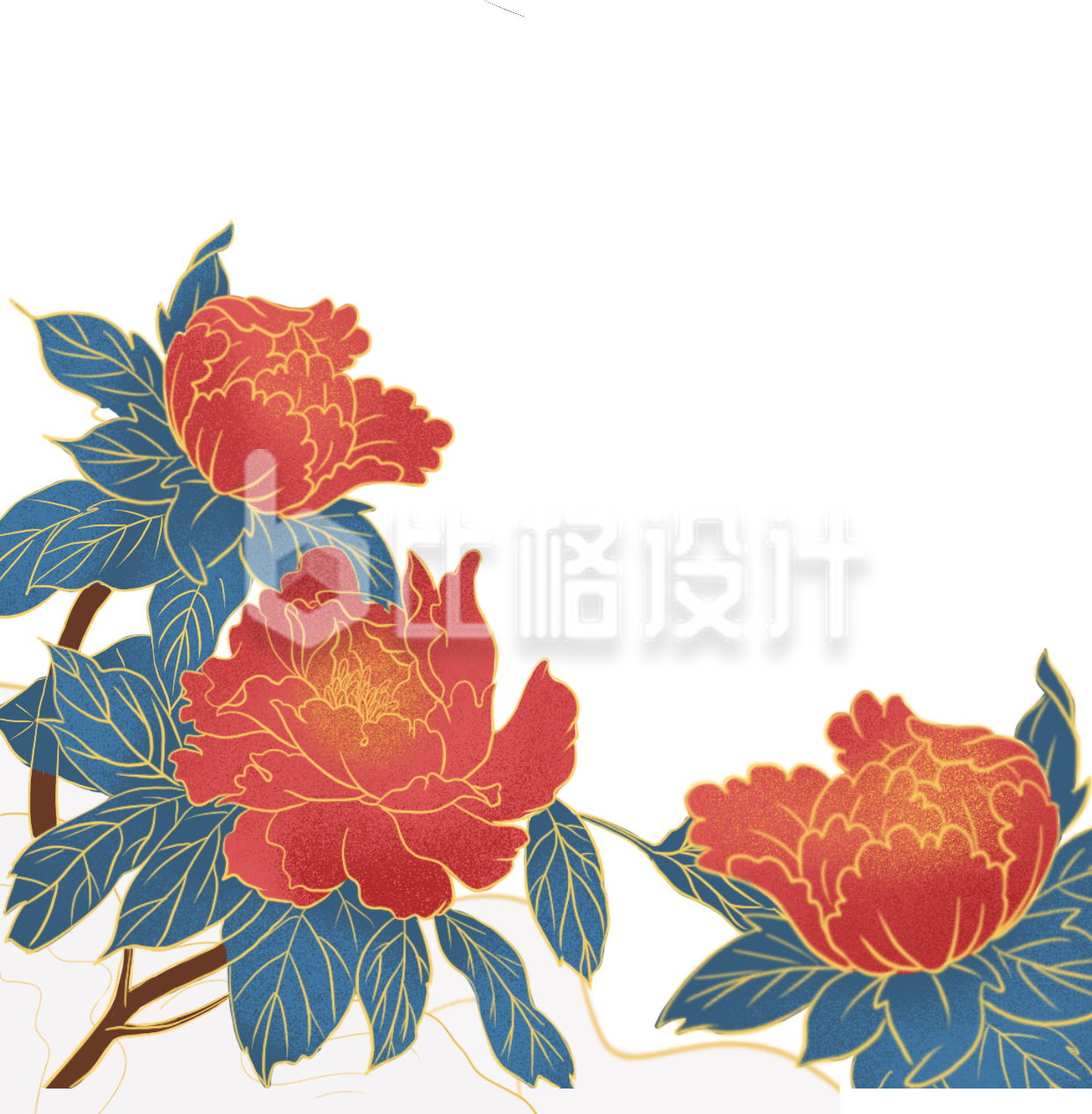牡丹花手绘
