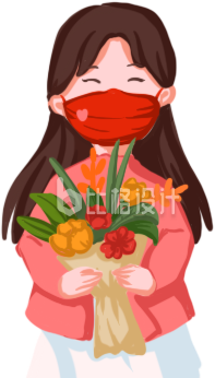 抱着小花的小女孩
