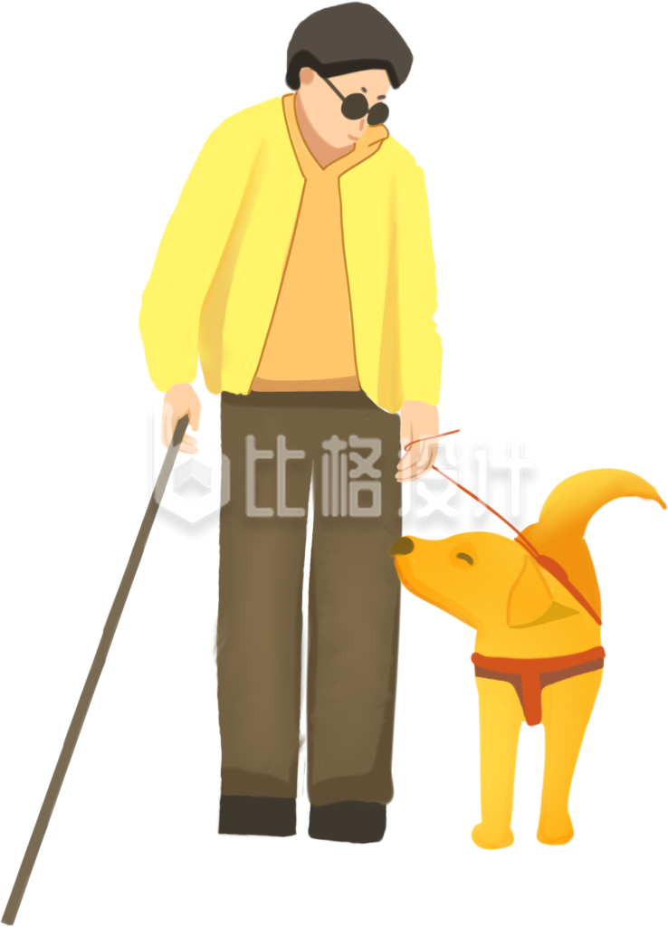 盲人手绘插画
