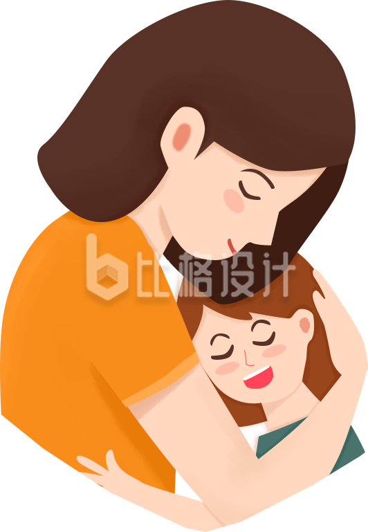 母亲小孩子手绘插画