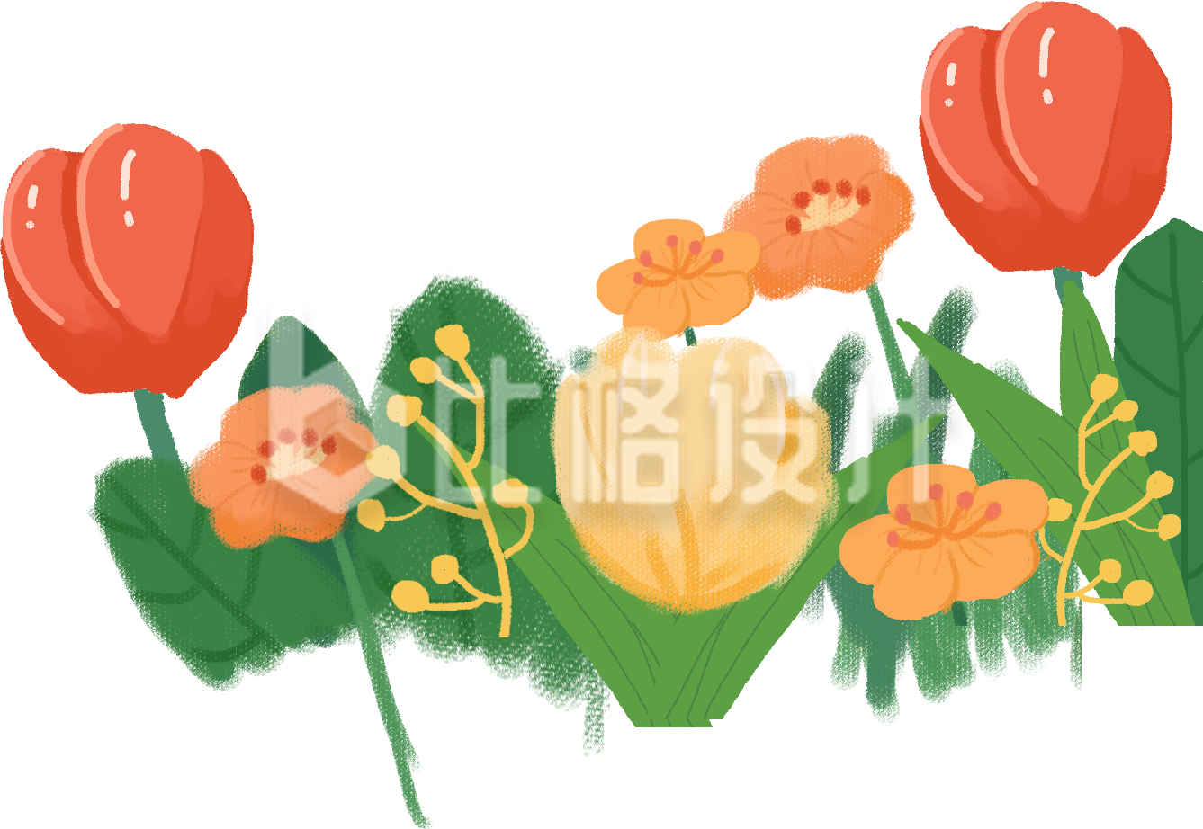小花植物手绘插画