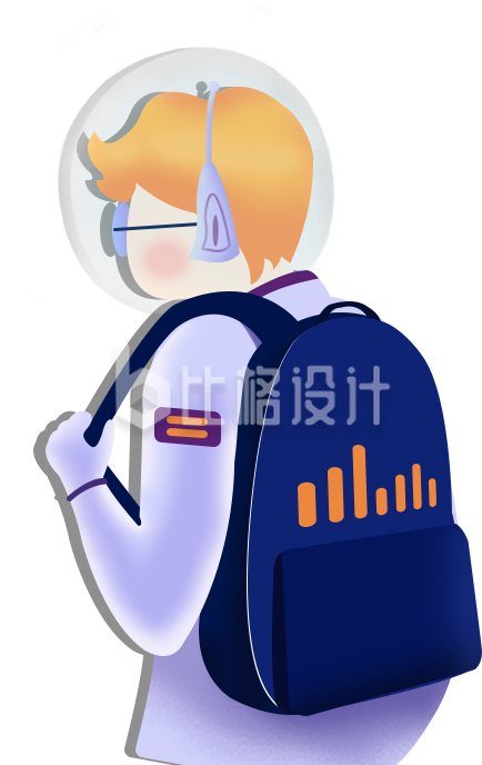 听音乐的小男孩手绘
