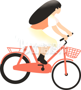 自行车手绘小女孩