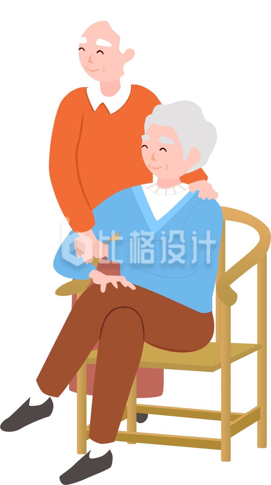 老人手绘插画