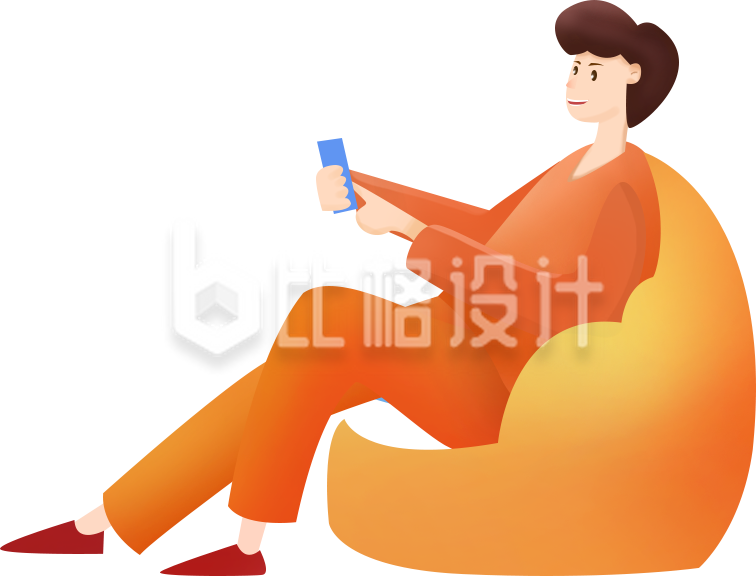 坐着的人手绘插画