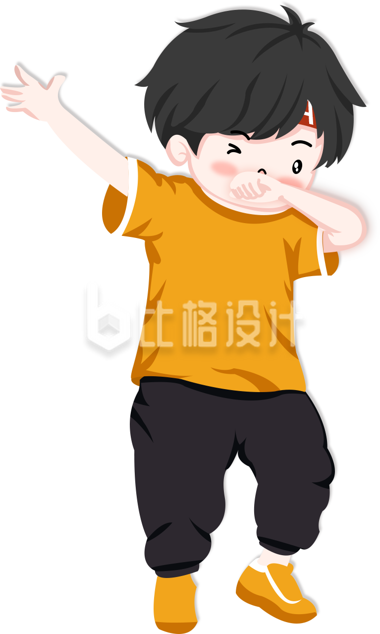 可爱的小男孩手绘插画