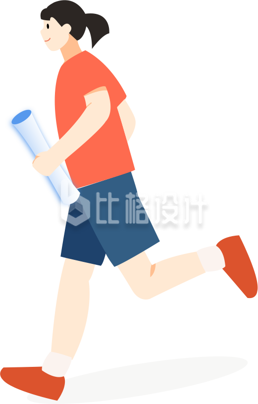 跑步的小姑娘手绘
