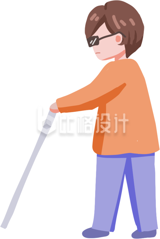 盲人手绘插画