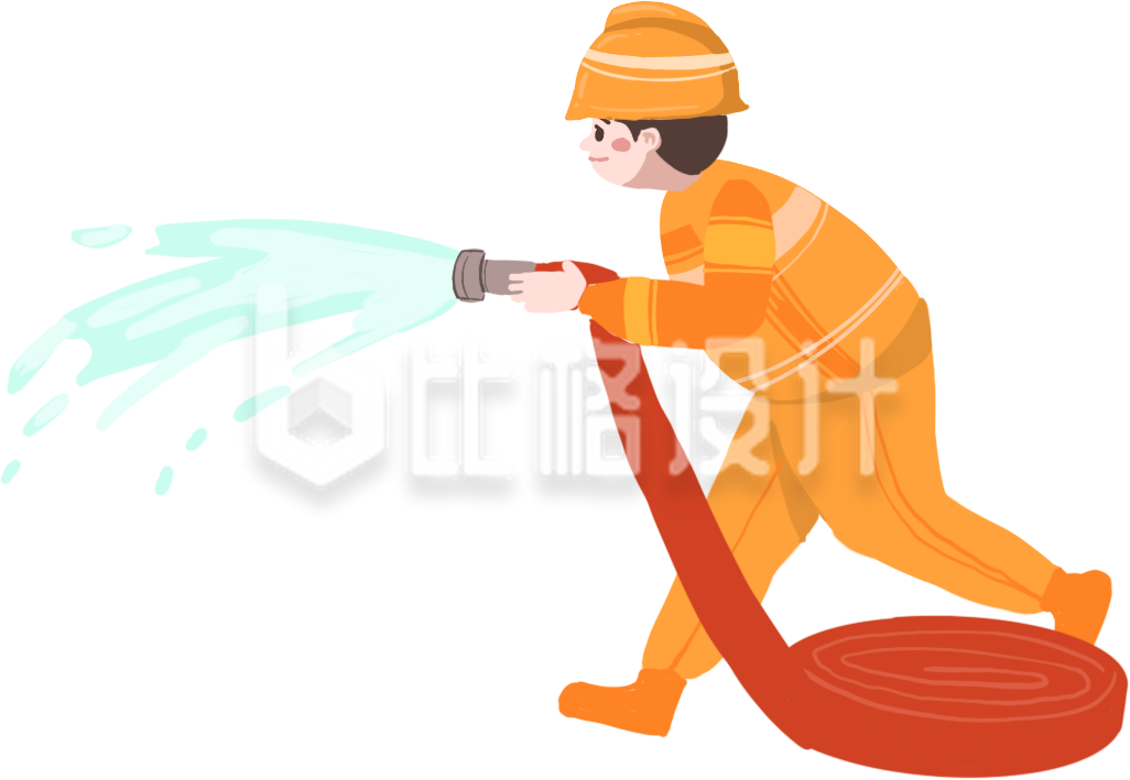消防员手绘插画