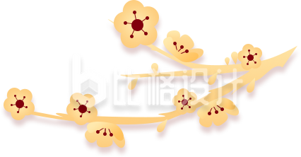 梅花剪影手绘