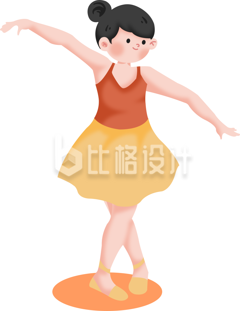 跳舞的小女孩手绘插画