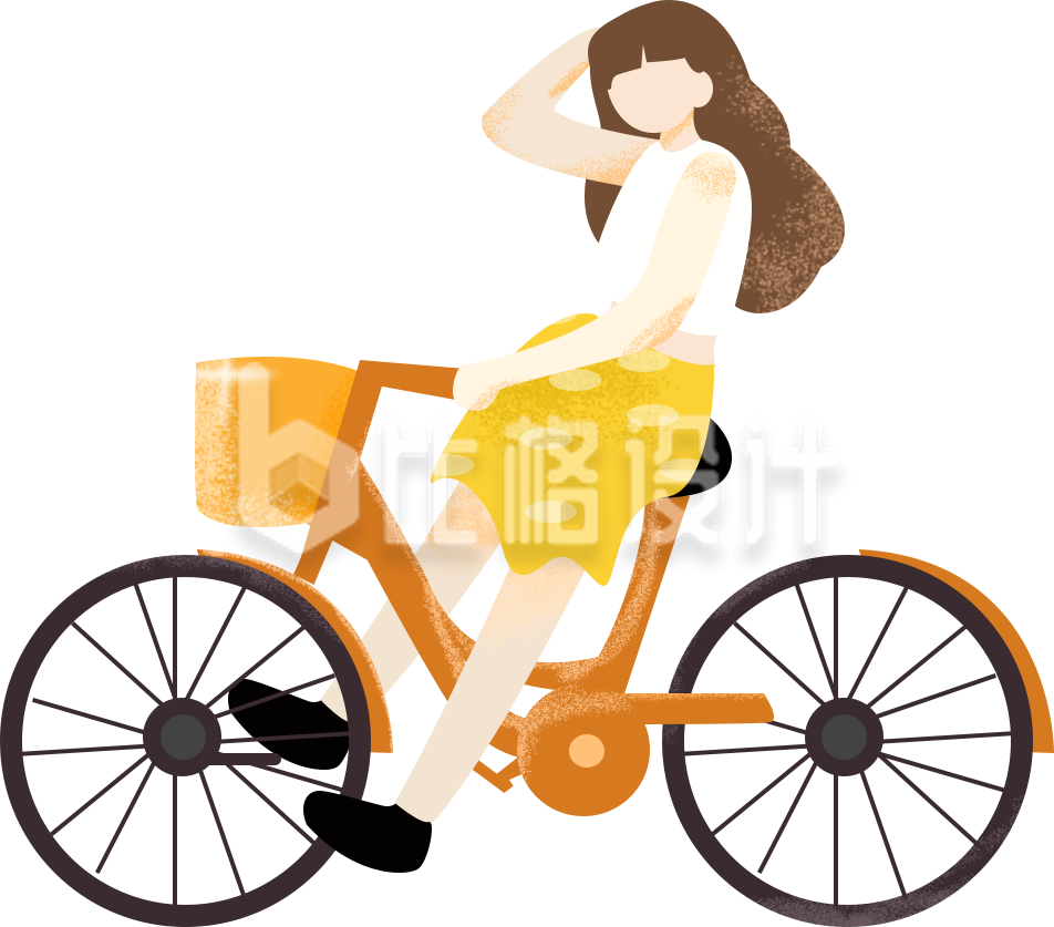 骑自行车手绘插画