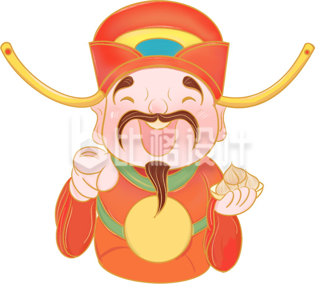 财神爷手绘人物插画