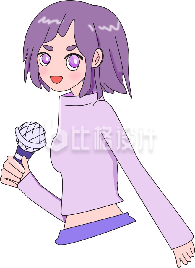 漫画风拿着话筒的美少女