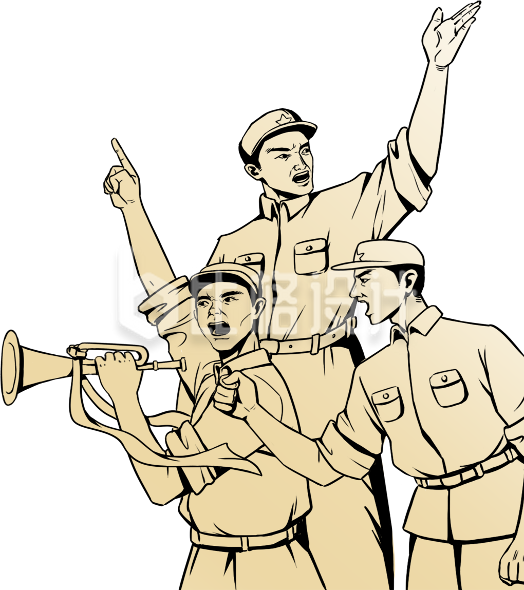军人手绘插画