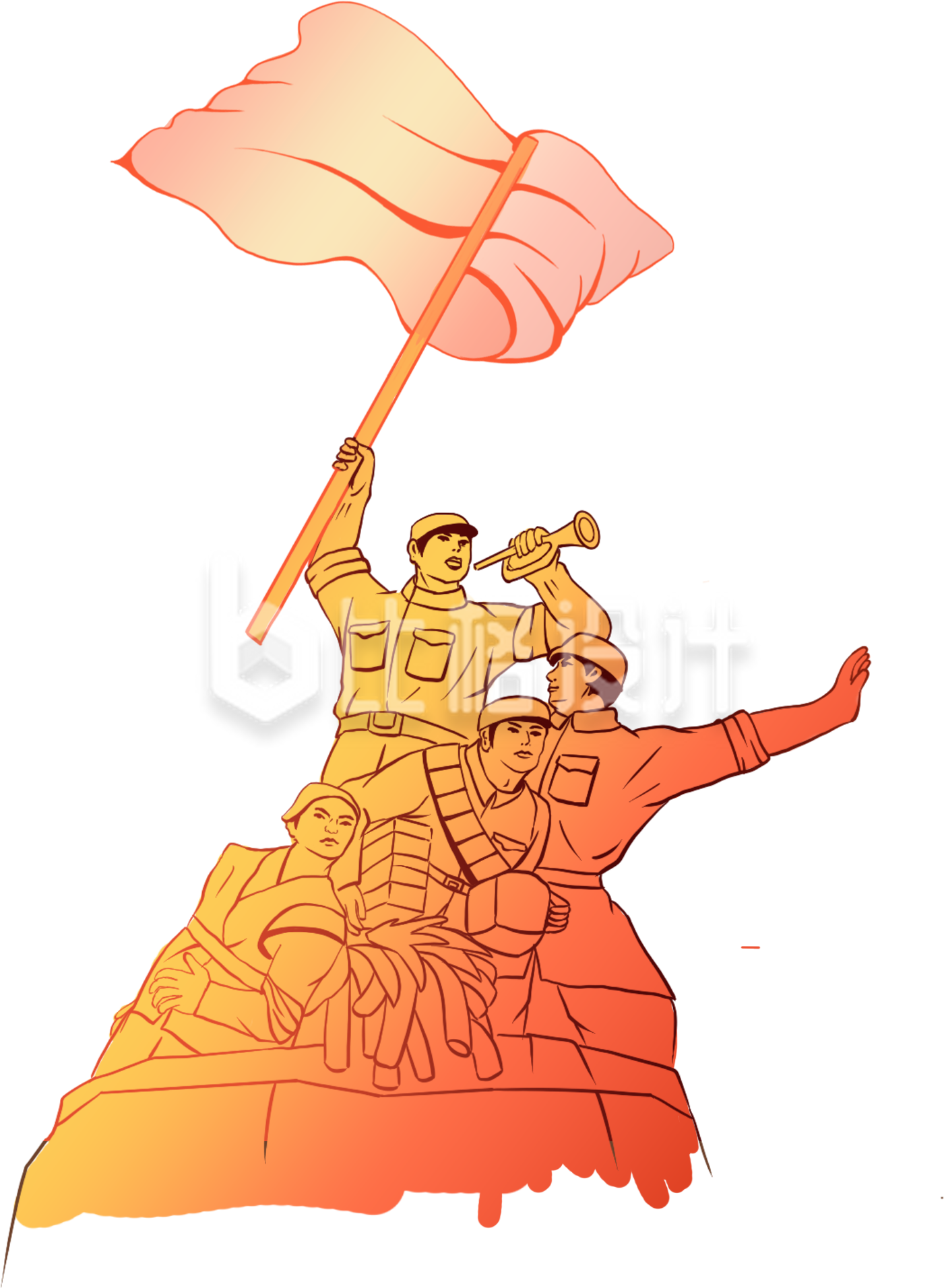 军人手绘插画