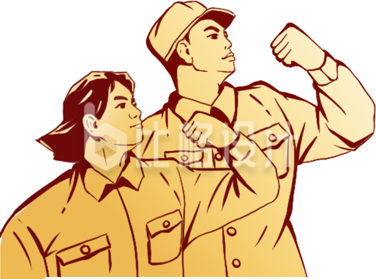 军人手绘插画