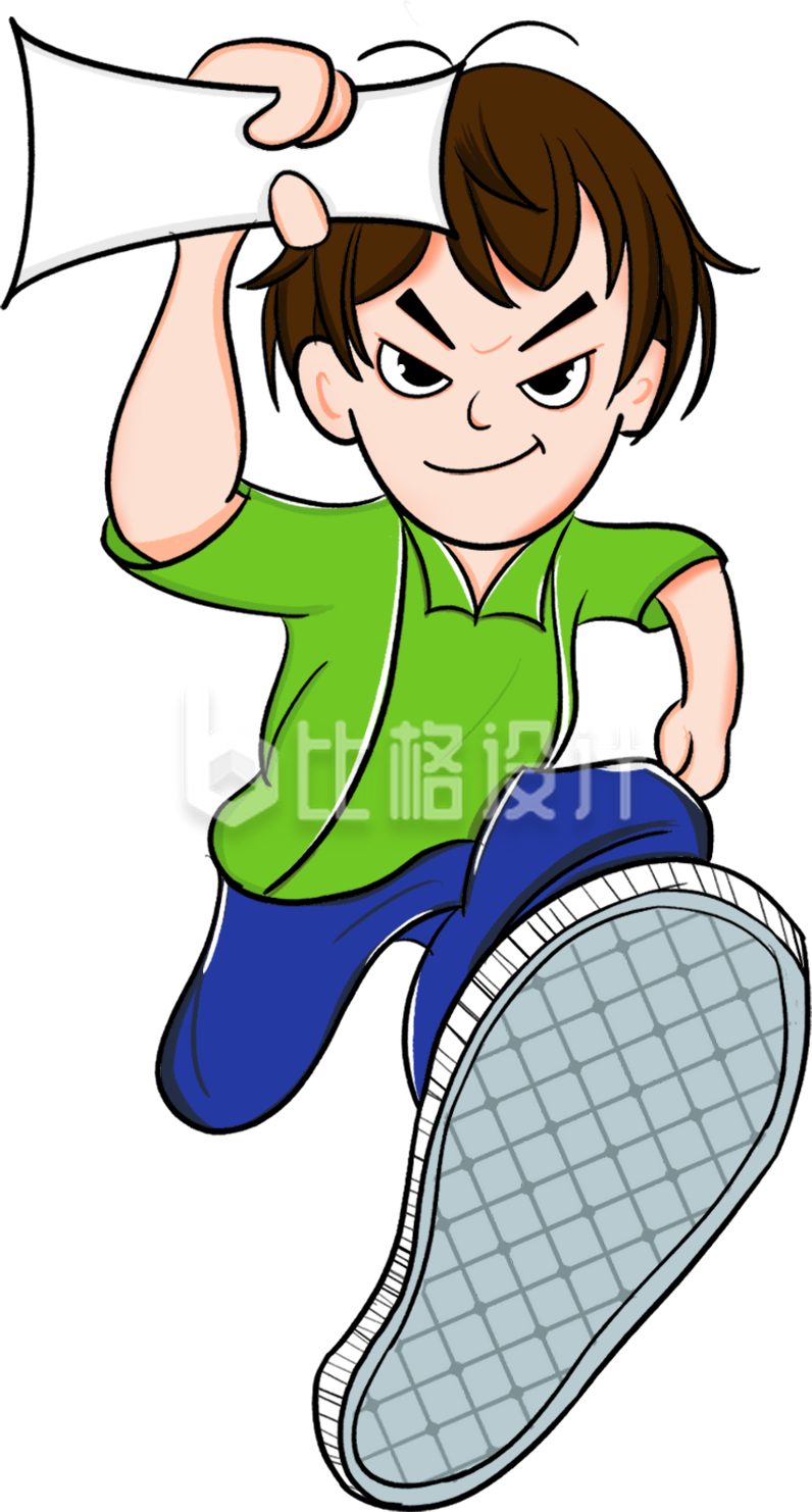 奔跑的小男孩手绘插画