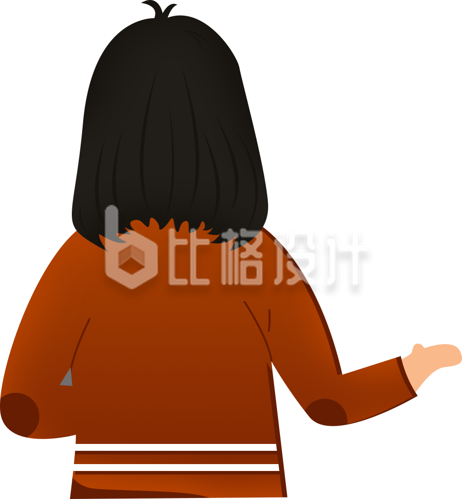 小女孩背影手绘