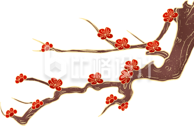 梅花大树枝丫手绘