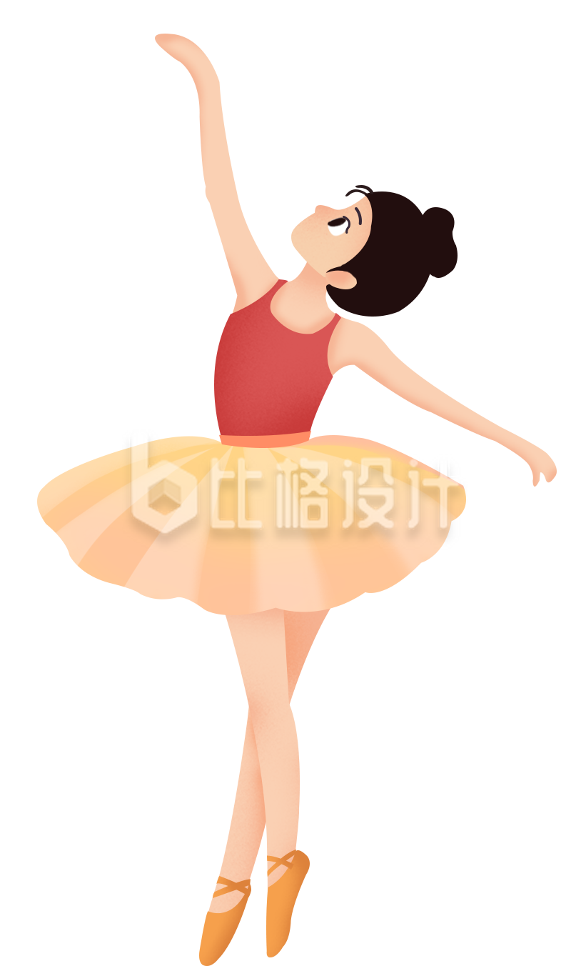 芭蕾的小女孩手绘插画