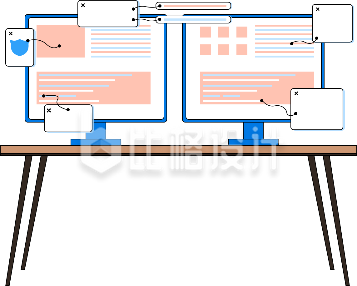 台式电脑手绘插画