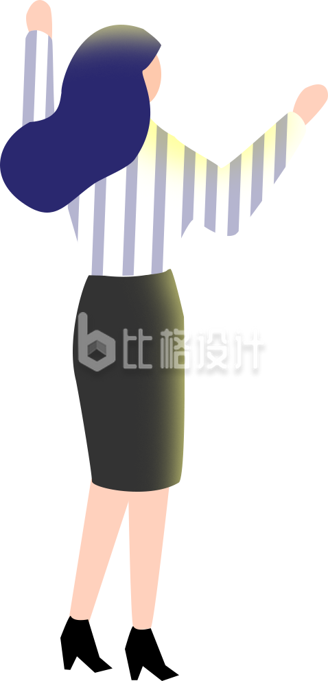 职场女性背影手绘插画