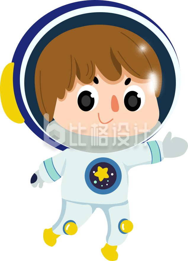 可爱的太空人手绘插画