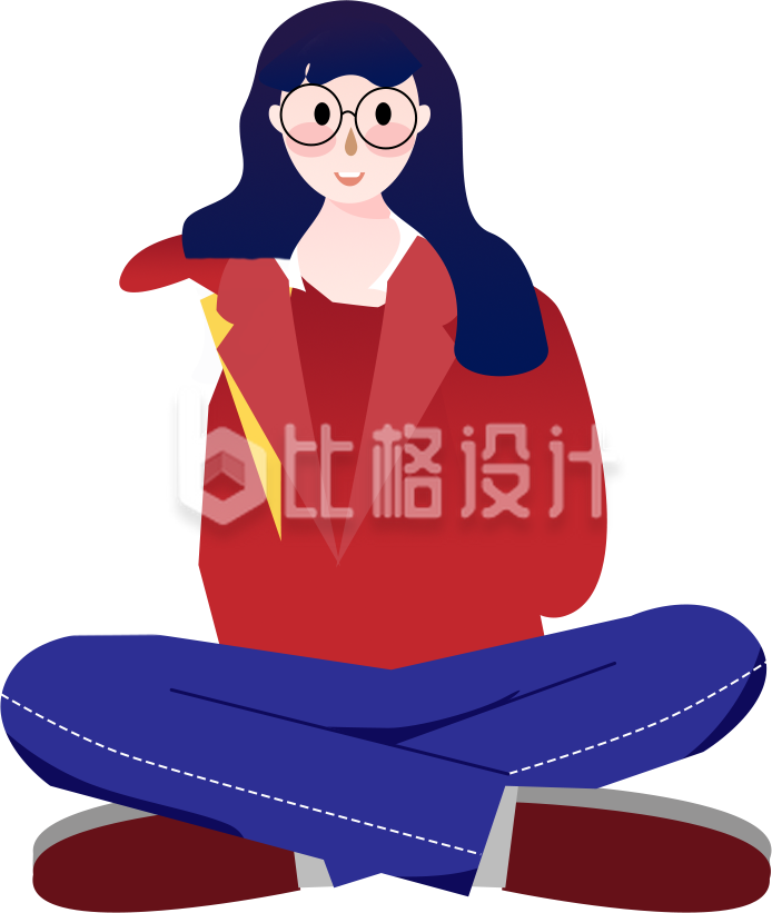 盘腿而坐的女子形象 时尚人物插画素材 盘腿而坐的女子形象 时尚人物插画素材