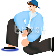 戴着蓝帽的运动人物形象设计图