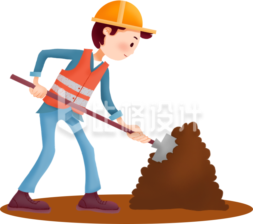 头戴安全帽的工人正在努力工作的形象