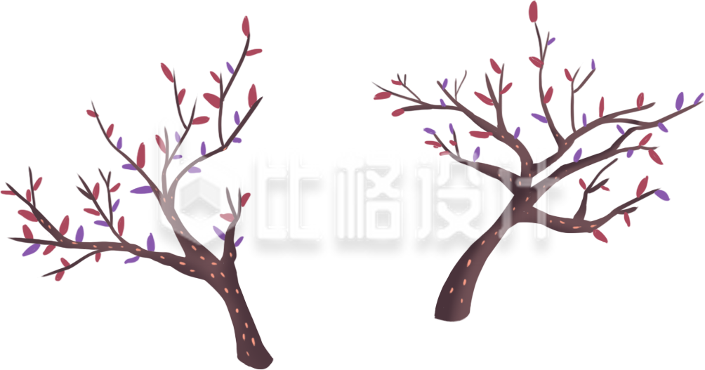 紫色树叶的树木插画 可用于多种宣传物料