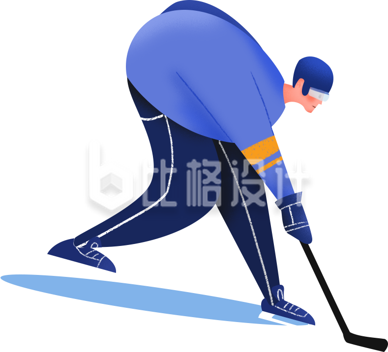 运动人物专注打冰球的动感画面