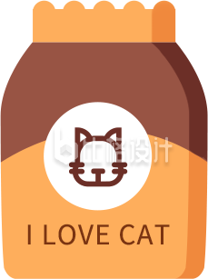 可爱猫脸图案的宠物粮宣传物料