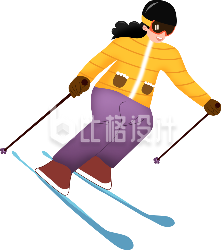 滑冰的小女孩插画