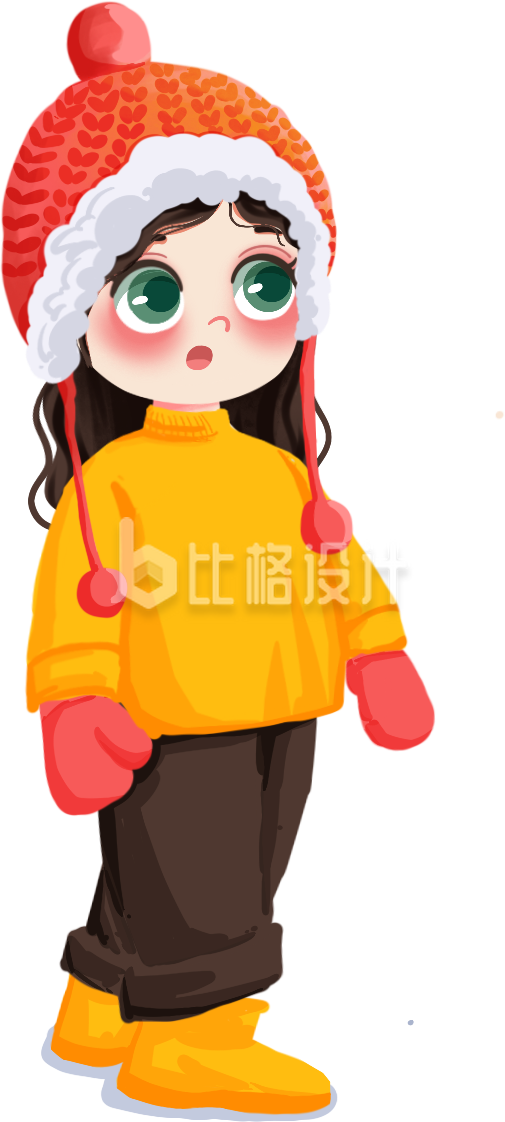 可爱冬天戴帽子女孩
