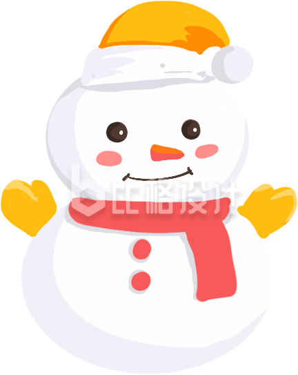 可爱冬天戴帽子雪人