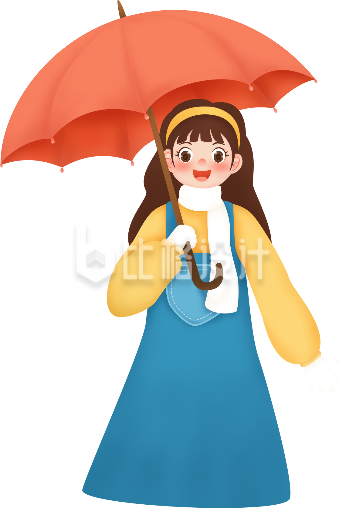 冬天打伞可爱女孩