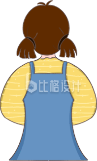 小女孩的背影插画