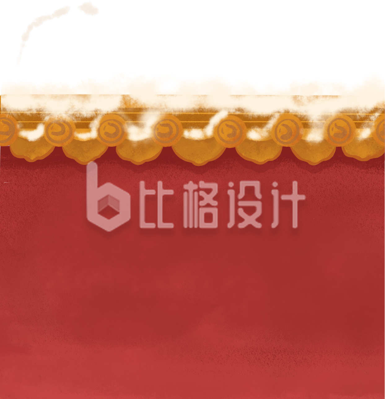 红色城墙插画