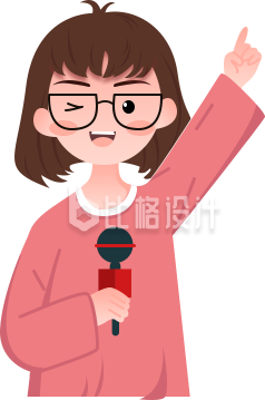 小女孩记者手绘插画