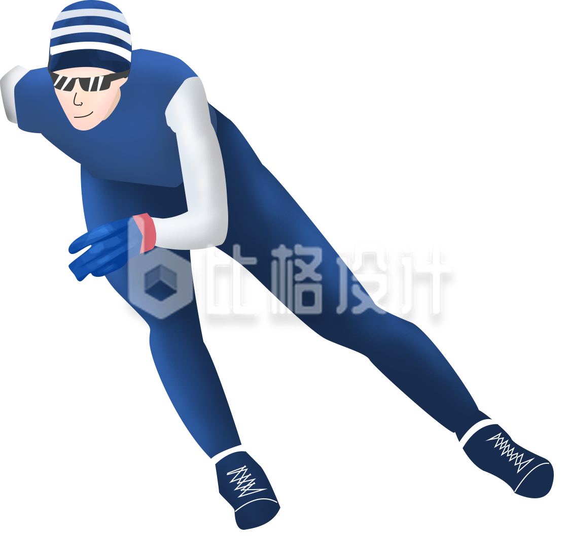 滑冰小男孩手绘