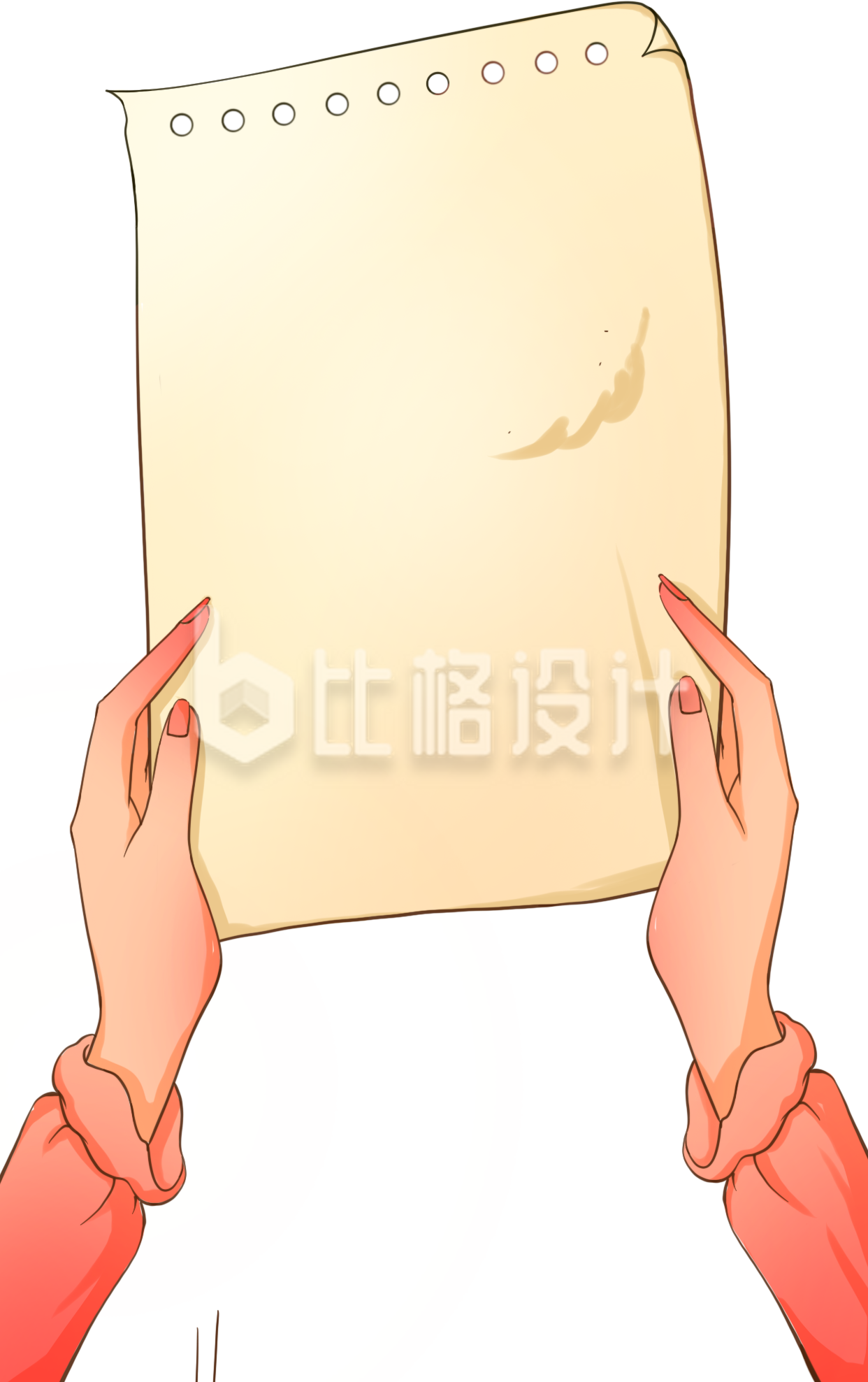一双漂亮的手拿书信手绘插画 一双漂亮的手拿书信手绘插画