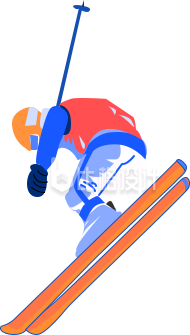 滑雪手绘插画