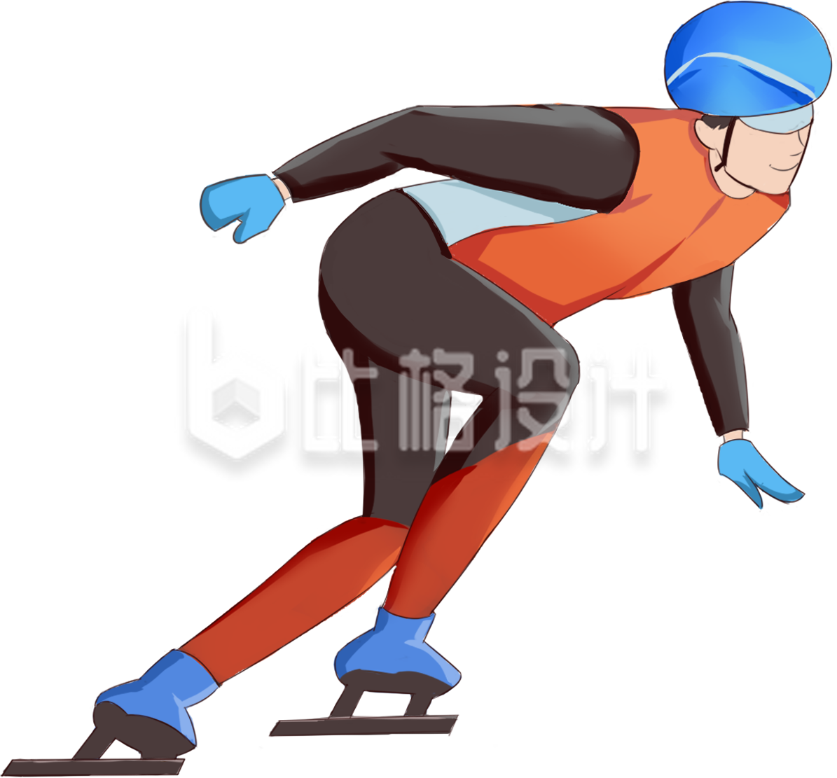 滑冰手绘人物插画